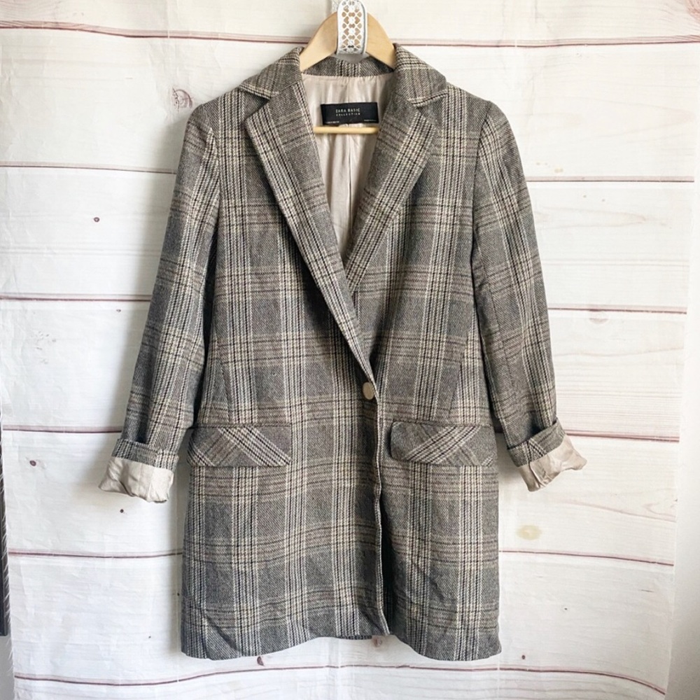 Zara Plaid Oversized Blazer